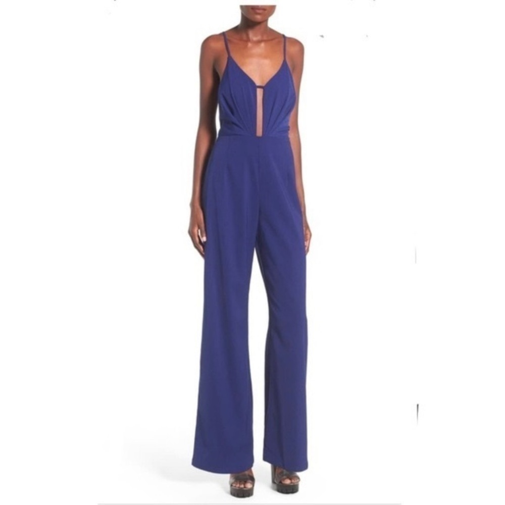 Nordstrom Storee Brand Women's Blue Strappy Keyhole Jumpsuit